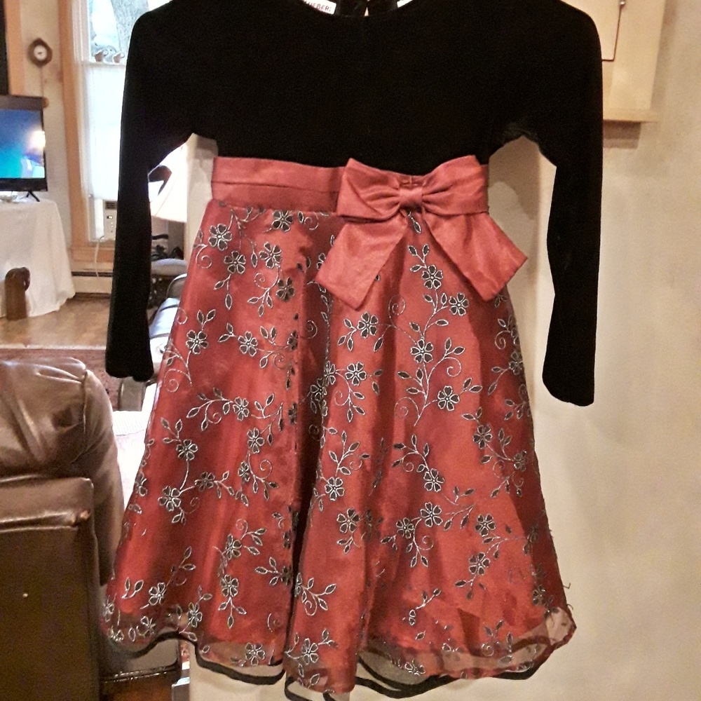 Girls black and maroon party dress